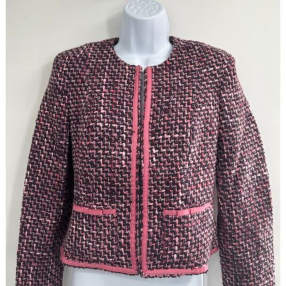 INC International Concepts Pink Woven Blazer Woven Career Tweed 4P
